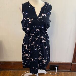 41 Hawthorn navy blue floral sleeveless tie waist casual dress Size S New